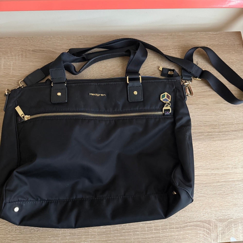 Hedgren Nylon Laptop Briefcase Professional Commuter Bag Gold Hardware Large